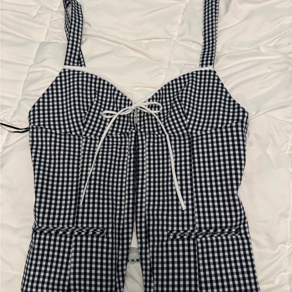 Zara Black and White Checkered Tank Top